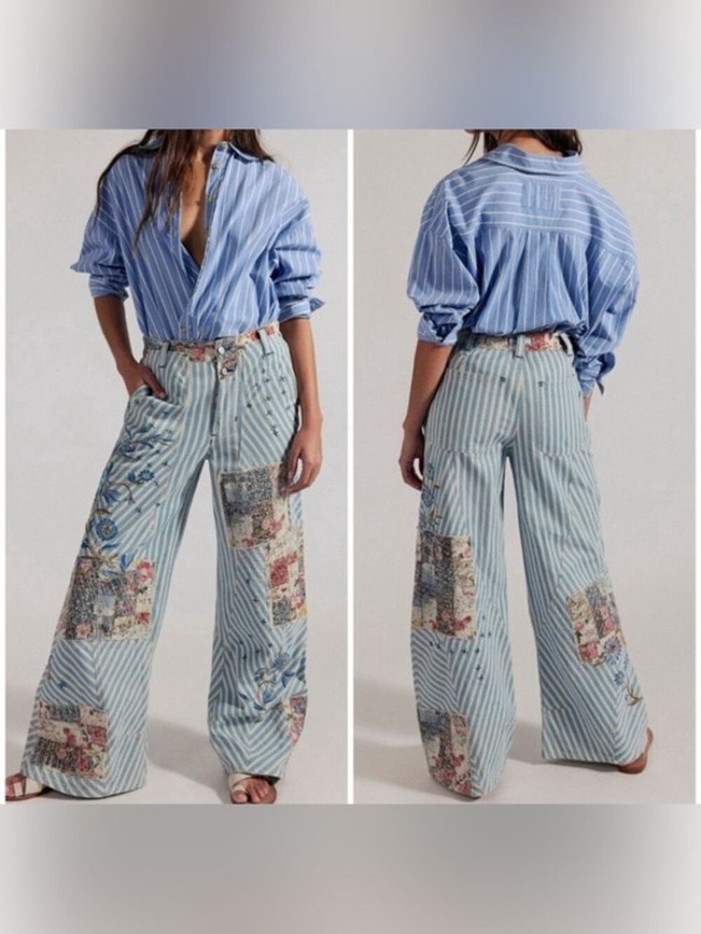 NWT Free People Runyon Patched Craft Pants West Ridge Size 2 Embroidered $268